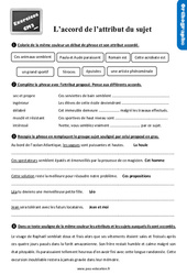 Accord de l’attribut du sujet - Exercices, révisions : 7ème Harmos - PDF à imprimer