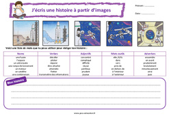 Les astronautes - Images séquentielles - Production d'écrit - Rédaction : 4ème, 5ème Harmos - PDF à imprimer