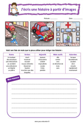 L'accident - Images séquentielles - Production d'écrit - Rédaction : 3eme, 4ème Harmos - PDF à imprimer