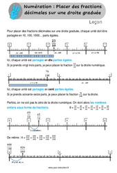 Placer des fractions décimales sur une droite graduée - Cours, Leçon /  : 6ème, 7ème Harmos - PDF gratuit à imprimer