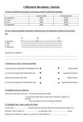 Alternance des saisons - Exercices - Sciences : 5ème, 6ème Harmos - PDF à imprimer