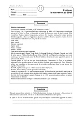 Le mouvement  du soleil - Rotation de la Terre - Exercices - Sciences : 5ème Harmos - PDF à imprimer