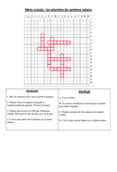 Système solaire et les planètes - Mots croisés - Exercices - Sciences : 6ème Harmos - PDF à imprimer