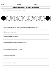 Lune et les marées - Examen Evaluation : 6ème, 7ème Harmos - PDF à imprimer