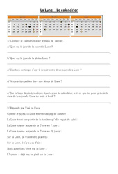 La Lune - le calendrier - Exercices - Sciences : 6ème, 7ème Harmos - PDF à imprimer