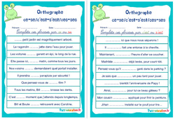 Homophones grammaticaux (ce - se/c’est - s’est/ces - ses) - Rituels - Orthographe : 6ème, 7ème Harmos - PDF à imprimer