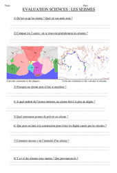 Séismes - Examen Evaluation : 7ème Harmos - PDF à imprimer