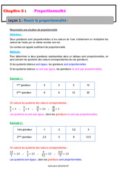 Revoir la proportionnalité - Cours : 10ème Harmos - PDF à imprimer