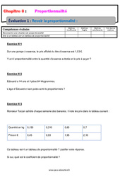 Revoir la proportionnalité - Examen Evaluation, bilan, contrôle avec la correction : 10ème Harmos - PDF à imprimer