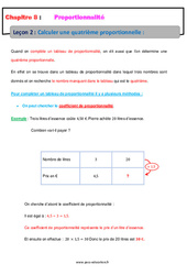 Calculer une quatrième proportionnelle - Cours : 10ème Harmos - PDF à imprimer