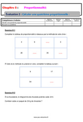 Calculer une quatrième proportionnelle - Examen Evaluation, bilan, contrôle avec la correction : 10ème Harmos - PDF à imprimer