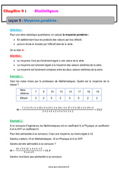 Moyenne pondérée - Cours sur les statistiques : 10ème Harmos - PDF à imprimer