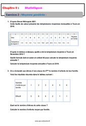 Moyenne pondérée - Révisions - Exercices avec correction sur les statistiques : 10ème Harmos - PDF à imprimer