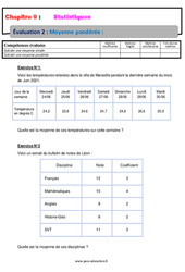 Moyenne pondérée - Examen Evaluation, bilan, contrôle avec la correction sur les statistiques : 10ème Harmos - PDF à imprimer