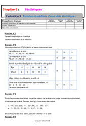 Étendue et médiane d’une série statistique - Examen Evaluation, bilan, contrôle avec la correction : 10ème Harmos - PDF à imprimer