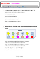 Vocabulaire des probabilités - Révisions - Exercices avec correction : 10ème Harmos - PDF à imprimer