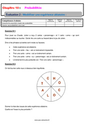 Modéliser une expérience aléatoire - Examen Evaluation, bilan, contrôle avec la correction sur les probabilités : 10ème Harmos - PDF à imprimer