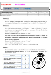 Calculer une probabilité - Examen Evaluation, bilan, contrôle avec la correction sur les probabilités : 10ème Harmos - PDF à imprimer