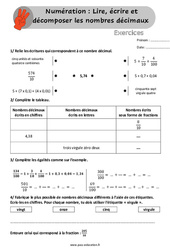 Lire, écrire et décomposer les nombres décimaux - Exercices, révisions  : 6ème, 7ème Harmos - PDF à imprimer