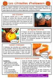 Les citrouilles d'halloween - Lecture documentaire : 4ème, 5ème Harmos - PDF à imprimer