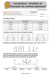 Encadrer et intercaler les nombres décimaux - Évaluation, bilan avec la correction : 6ème, 7ème Harmos - PDF à imprimer