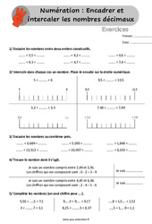 Encadrer et intercaler les nombres décimaux - Exercices, révisions  avec les corrigés : 6ème, 7ème Harmos - PDF à imprimer