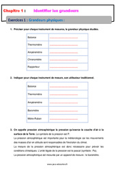 Grandeurs physiques - Révisions - Exercices avec correction : 10ème Harmos - PDF à imprimer