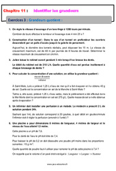 Grandeurs quotient - Révisions - Exercices avec correction : 10ème Harmos - PDF à imprimer