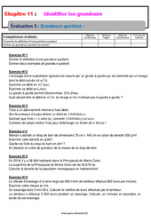 Grandeurs quotient - Examen Evaluation, bilan, contrôle avec la correction : 10ème Harmos - PDF à imprimer