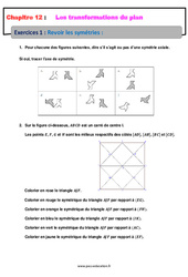 Revoir les symétries - Révisions - Exercices avec correction sur les transformations du plan : 10ème Harmos - PDF à imprimer