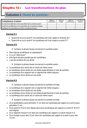 Revoir les symétries - Examen Evaluation, bilan, contrôle avec la correction sur les transformations du plan : 10ème Harmos - PDF à imprimer