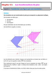 Transformer une figure par une translation - Cours : 10ème Harmos - PDF à imprimer