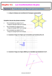 Transformer une figure par une translation - Révisions - Exercices avec correction : 10ème Harmos - PDF à imprimer