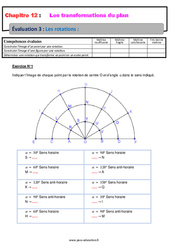 Les rotations - Examen Evaluation, bilan, contrôle avec la correction sur les transformations du plan : 10ème Harmos - PDF à imprimer