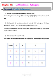 L’égalité de Pythagore - Révisions - Exercices avec correction : 10ème Harmos - PDF à imprimer