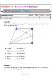 L’égalité de Pythagore - Examen Evaluation, bilan, contrôle avec la correction : 10ème Harmos - PDF à imprimer