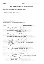 Fiche- Fiches Expérience - comment récupérer un solide dissout : 5ème Harmos - PDF à imprimer