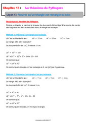 Prouver qu’un triangle est rectangle ou non - Cours sur le théorème de Pythagore : 10ème Harmos - PDF à imprimer