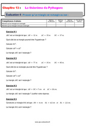 Prouver qu’un triangle est rectangle ou non - Examen Evaluation, bilan, contrôle avec la correction sur le théorème de Pythagore : 10ème Harmos - PDF à imprimer