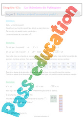 Racine carrée d’un nombre positif - Séquence complète sur le théorème de Pythagore : 10ème Harmos - PDF à imprimer