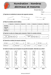 Nombres décimaux et mesures - Exercices, révisions  avec les corrigés : 6ème Harmos - PDF à imprimer