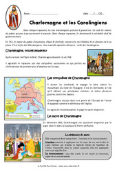 Charlemagne et les carolingiens - Exercices - Documentaire : 6ème Harmos - PDF à imprimer