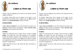 Eglise au Moyen Age - Cours, Leçon : 6ème Harmos - PDF gratuit à imprimer