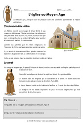 Eglise au Moyen Age - Exercices - Documentaire : 6ème Harmos - PDF à imprimer