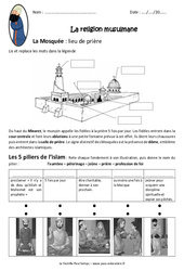 La religion musulmane - Exercices : 6ème Harmos - PDF à imprimer