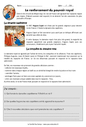 Renforcement du pouvoir royal - Exercices - Documentaire : 6ème Harmos - PDF à imprimer