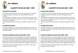 Guerre de 100 ans - Cours, Leçon : 6ème Harmos - PDF gratuit à imprimer