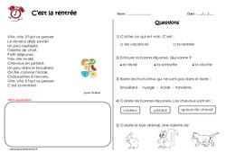 C'est la rentrée - Poésie : 4ème Harmos - PDF à imprimer