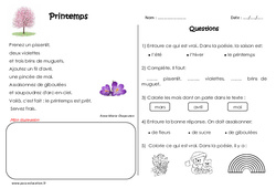 Printemps - Poésie : 4ème Harmos - PDF à imprimer