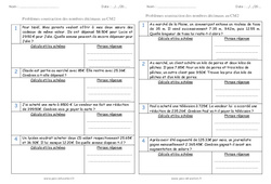 Soustraction - Nombres décimaux - Problèmes : 7ème Harmos - PDF à imprimer